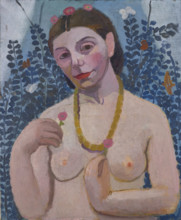 Self-Portrait as a Half-Length Nude with Amber Necklace II, 1906. Creator: Paula Modersohn-Becker.