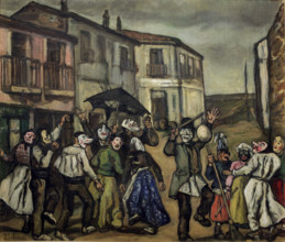 'Mascaras en la calle', 1933.  Creator: José Gutiérrez Solana.