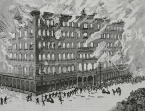 Newhall House Hotel Fire, Wisconsin,  Milwaukee, United States, 1883.  Creator: Unknown.