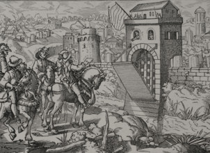 Siege of a town by a feudal army, 1575, (1877).  Creator: Unknown.