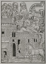 Medieval allegory of the temptation to avarice..., 1415, (1877).  Creator: Unknown.