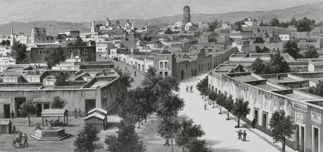 Panoramic view of the city of Querétaro, Mexico, 1883.  Creator: Manuel Nao.
