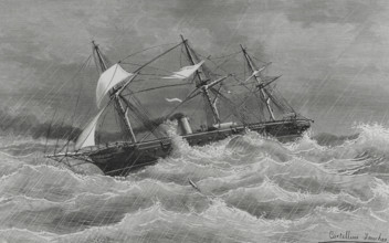 Crossing of the war frigate 'Navas de Tolosa' to the Pacific ports, 1882, (1883).   Creator: Tomás Carlos Capuz.