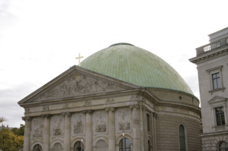 General view of the facade, St Hedwig's Cathedral, (St Hedwigs-Kathedrale), Berlin, Germany, 2025.  Creator: LTL.