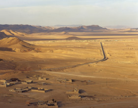 Panoramic view of the Syrian Desert, The Oasis of Palmyra, Syria, 1999.  Creator: LTL.