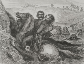 Death of Józef Antoni Poniatowski, (1763-1813), Polish aristocrat and general, 1856.  Creator: Unknown.