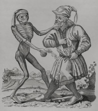 The Jew and Death, episode from the Dance of Death, 1641, (1877).  Creator: Unknown.