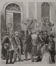 Franco-Prussian War (1870-71); pro-war demonstration in Berlin..., 1870.  Creator: Unknown.