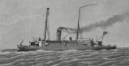 Unprotected cruiser 'Arturo Prat', 1883.  Creator: Angel Cortellini Sanchez.