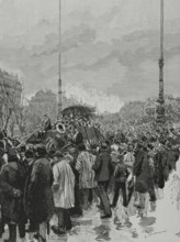 Gambetta's funeral in Paris, January 6, 1883, (1883).  Creator: Bernardo Rico.