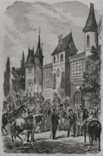 Franco-Prussian War: Napoleon III surrendering to King Wilhelm I of Prussia...1870, (1870). Creator: Celestino Sadurni.