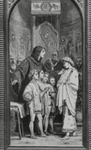Monk Guido of Arezzo rehearsing in front of Pope John XIX (d1032), 1883.  Creator: Unknown.