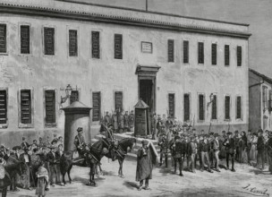 Transfer of prisoners from the prison of Jerez de la Frontera to the Cadiz jail, Spain, 1883. Creator: Eugenio Vela.