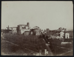 Distant view of the church of St. Giovanni e Paolo from the Palace of the Caesars, Rome, c1858. Creator: Jane Martha St. John.