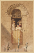 Women at a Window in Rome, 19th century. Creator: Penry Williams.
