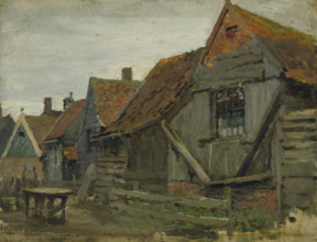 Study of wooden houses, (Holland), mid-late 1870s. Creator: George Clausen.