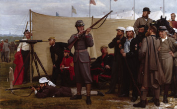 Volunteers at the Firing-Point, 1866, 1866. Creator: Henry Tanworth Wells.