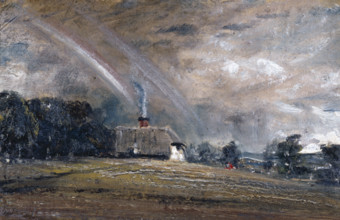 Landscape Study: Cottage and Rainbow, 1829. Creator: John Constable.