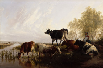 Milking Time in the Meadows, 1869. Creator: Thomas Sidney Cooper.