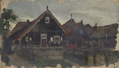Study of wooden houses in Holland, mid-late 1870s. Creator: George Clausen.