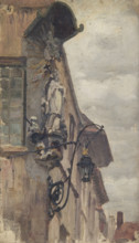 Study of a religious statue on a building exterior, (northern Europe), mid-late 1870s. Creator: George Clausen.