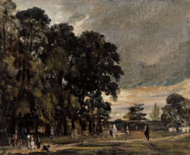 Landscape Study: Figures by a Clump of Trees, c1823. Creator: John Constable.