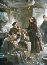 'Queen Victoria and the poor: Her Majesty visiting a cottage home', (1901).  Creator: Gennaro Amato.