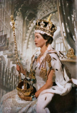 Queen Elizabeth II with crown, orb and sceptre, 2 June 1953, (1962).  Creator: Unknown.