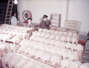 Weighing, grading and packing ducks, turkey and duck farm, Norfolk, c1955. farm of Mr G. W. Nurse of Creator: Arthur Charles Kirby Ware.