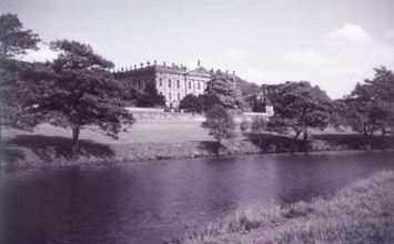 Chatsworth House and River Derwent, Derbyshire, c1955. Creator: Arthur Charles Kirby Ware.