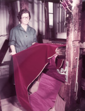 Weaving velvet for the coronation robe, Braintree, Essex, c1953.  Creator: Arthur Charles Kirby Ware.