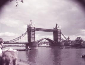 Tower Bridge with bascules raised, London, c1955. Creator: Arthur Charles Kirby Ware.