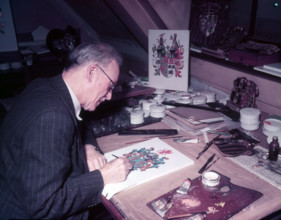 Mr. Powell (Herald Painter), College of Arms, London, c1953. Creator: Arthur Charles Kirby Ware.