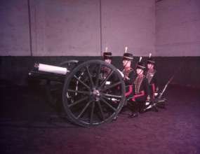 Royal Horse Artillery gun team in full dress, 3/4 back, c1953. Creator: Arthur Charles Kirby Ware.