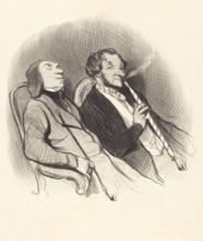 Les fumeurs de hadchids, 1845. Creator: Honore Daumier.