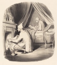 Une nuit agitée, 1847. Creator: Honore Daumier.