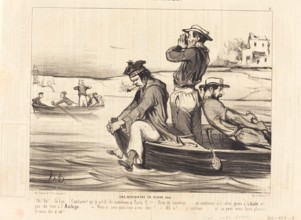Les Canotiers Parisiens. Une rencontre en pleine eau, 1843.  Creator: Honore Daumier.