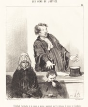 Il défend l'orphelin et la veuve, à moins pourtant qu'il n'attaque la veuve et l'orphelin, 1846. Creator: Honore Daumier.