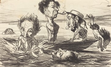 Les Tritons de la Seine, 1864. Creator: Honore Daumier.