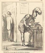 Utilisant les loisirs que lui ont faits les élections, 1869. Creator: Honore Daumier.