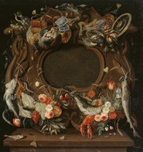 Medallion's Frame with an Allegorical Depiction of the Four Elements, 1664. Creator: Jan van Kessel.