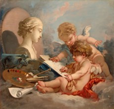 Cupids. Allegory of Painting, 1760. Creator: Francois Boucher.