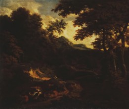Forest Landscape with Figures by the Road, 1695. Creator: Cornelis Huysmans.