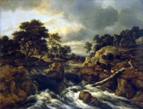 Waterfall in a hilly landscape, 1660. Creator: Jacob van Ruisdael.