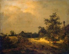 Landscape with some houses and a sand track, 1647. Creator: Jacob van Ruisdael.
