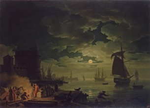 Entrance to the Port of Palermo by Moonlight, 1769. Creator: Claude-Joseph Vernet.