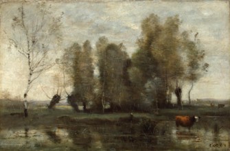 Trees in a Swamp, 1857. Creator: Jean-Baptiste-Camille Corot.