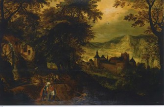 Landscape with the Good Samaritan, 1628. Creator: Adriaen van Stalbemt.