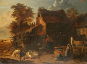 Herd of Sheep near a Peasant House, 1650. Creator: Jan Baptist Wolfaerts.