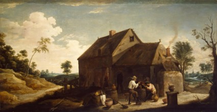 Landscape with Peasants before an Inn, 1630. Creator: David Teniers II.